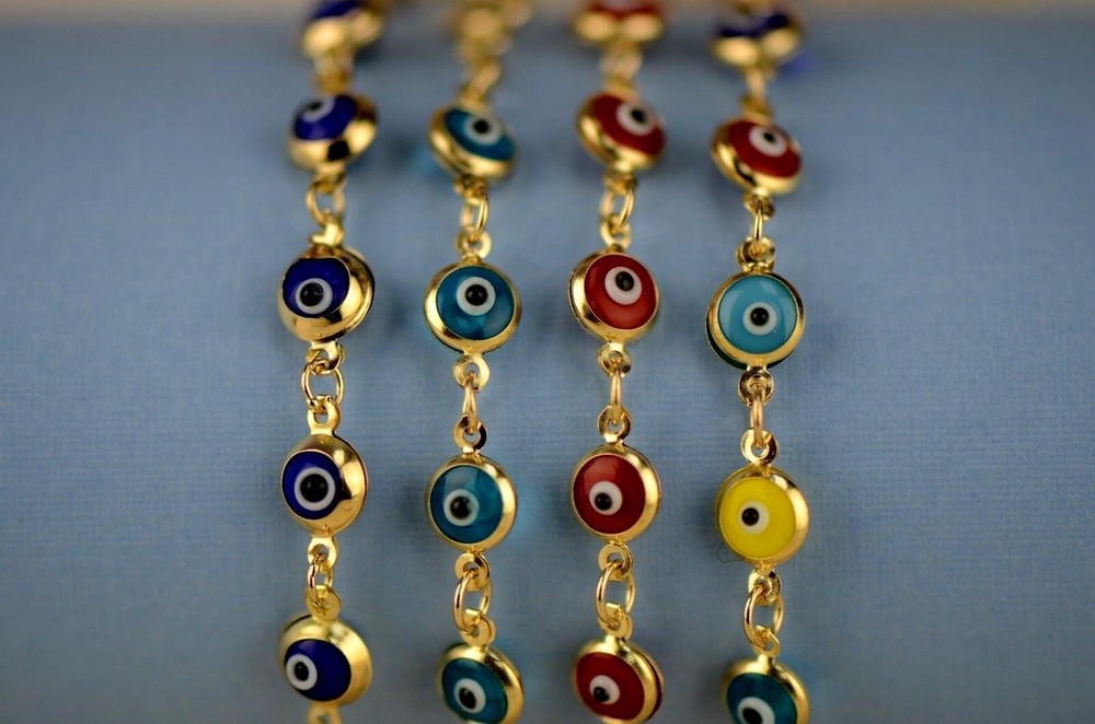 14k Yellow Gold Evil Eye Bracelet