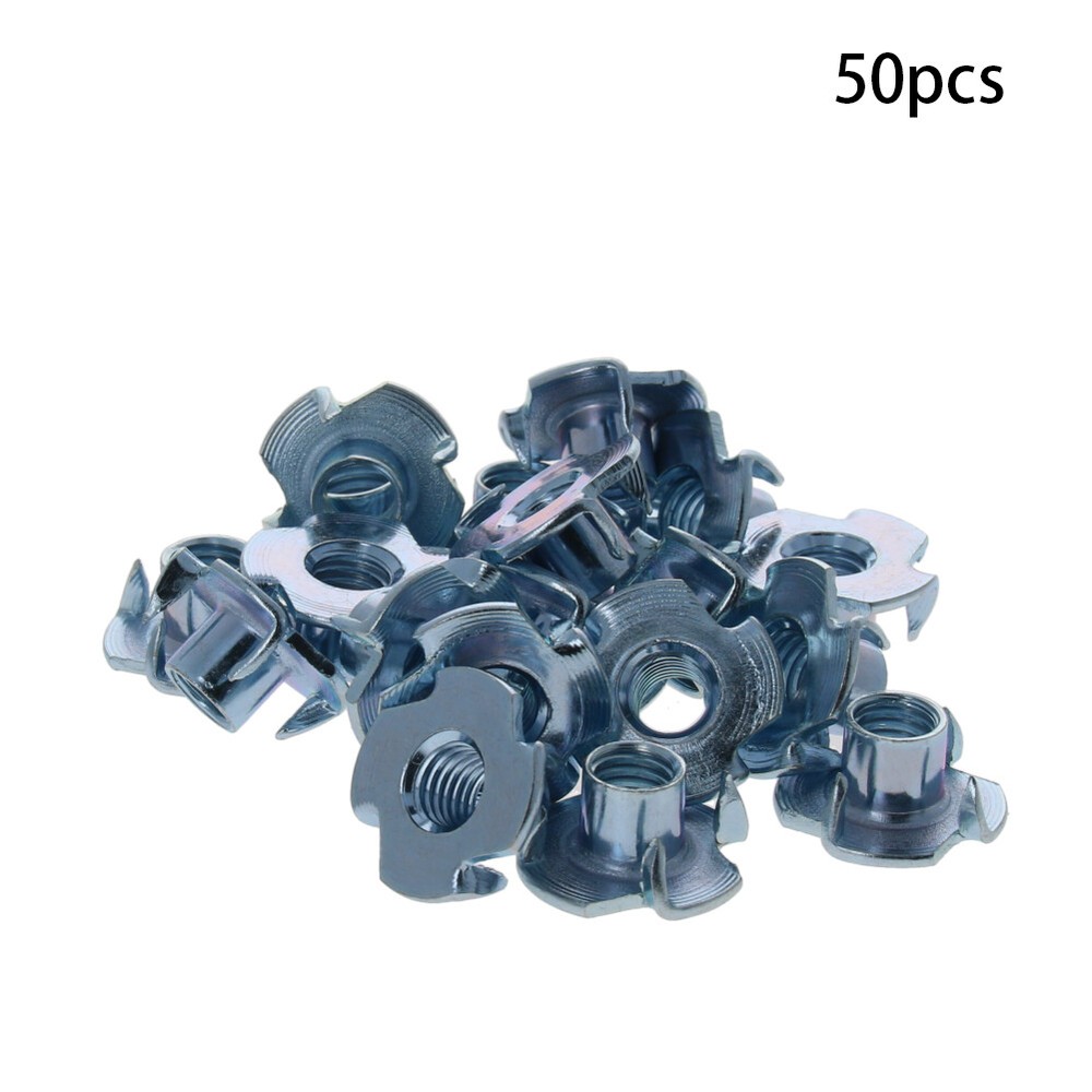 Tee Nuts 4 Prong Full teeth T-Nut Zinc Plated Threaded Insert Tee Blind Nuts