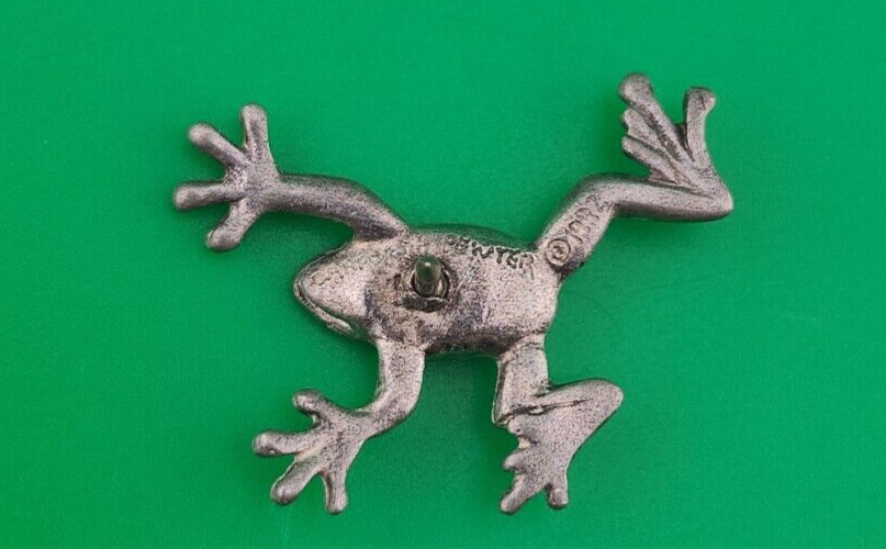 1992 Danforth Signed Frog Pewter Lapel Hat Vest Pin