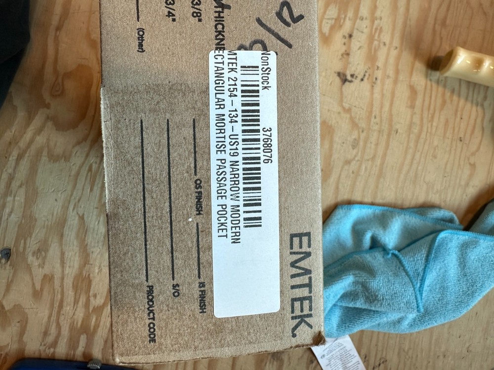 Emtek 2154US19 Modern Rectangular Mortise Passage Pocket Door, Flat Black