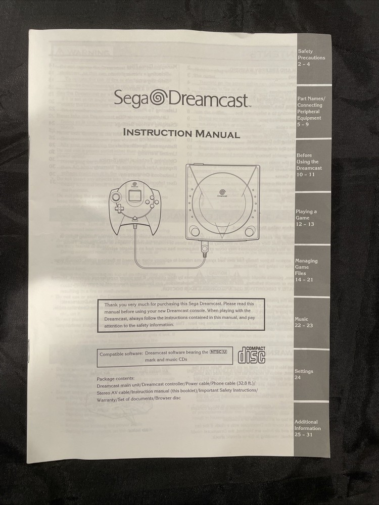 Sega Dreamcast Console ORIGINAL Instruction Manual. Excellent condition!