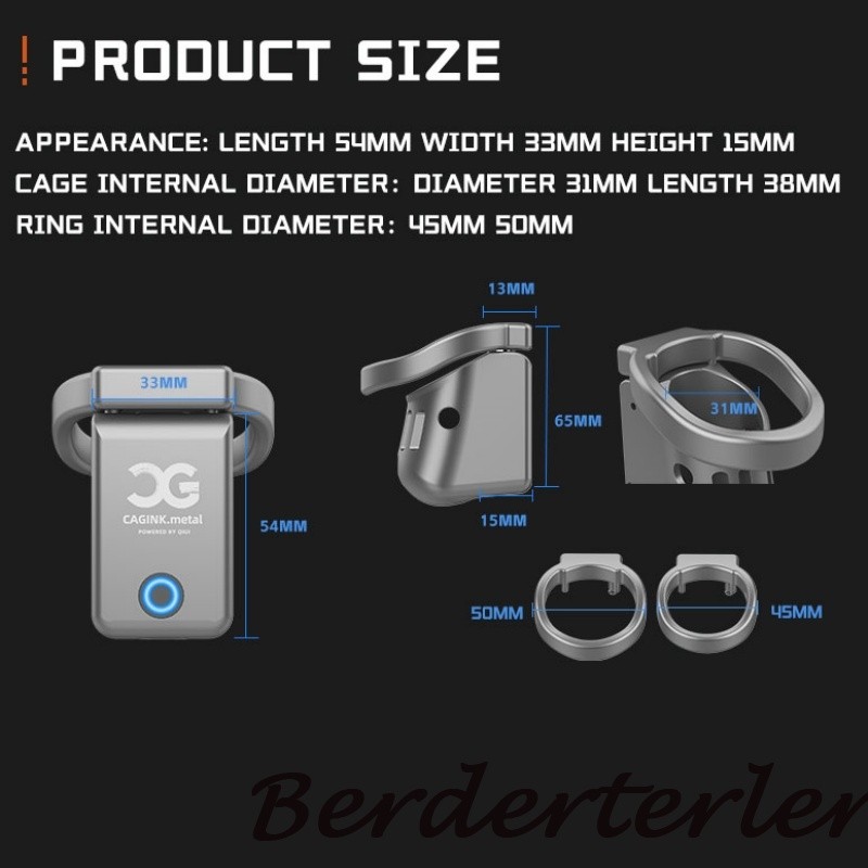 QIUI Metal Cage Male Fully Restraint Device APP Control Lock Ring Small Cage Men