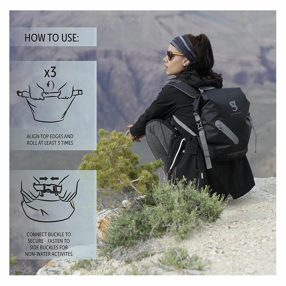 Geckobrands Lightweight 30L Waterproof Backpack