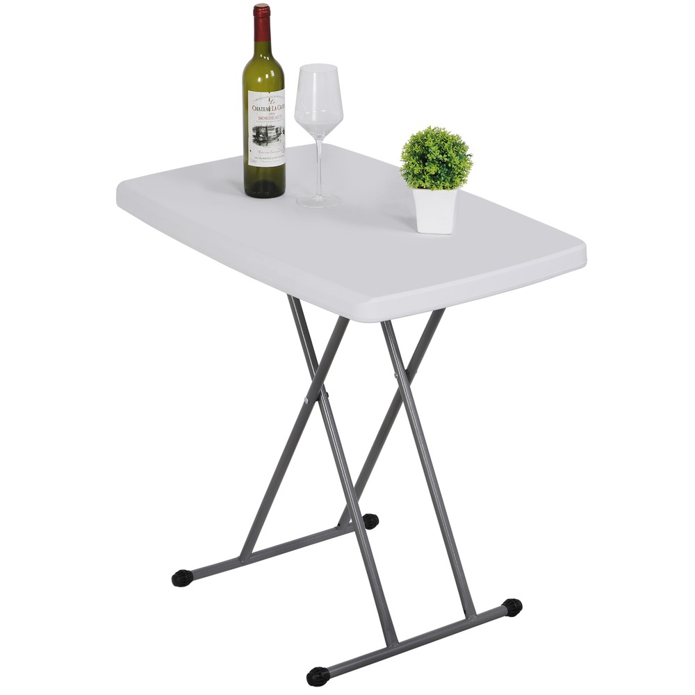 30" Adjustable Folding Laptop Table TV Tray White Table Writing Table Card Table
