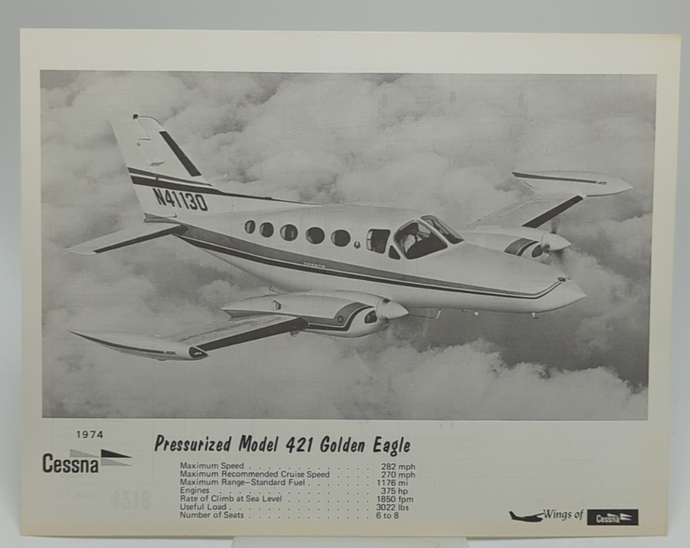 Cessna 421 Golden Eagle 1974 Sales & Specification / Spec Info
