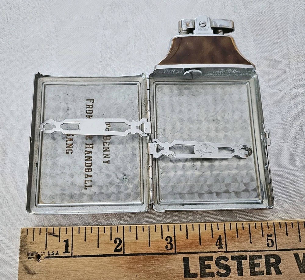 Old Art Deco RONSON Cigarette Case & Lighter Engrave Initials BG & Personalized