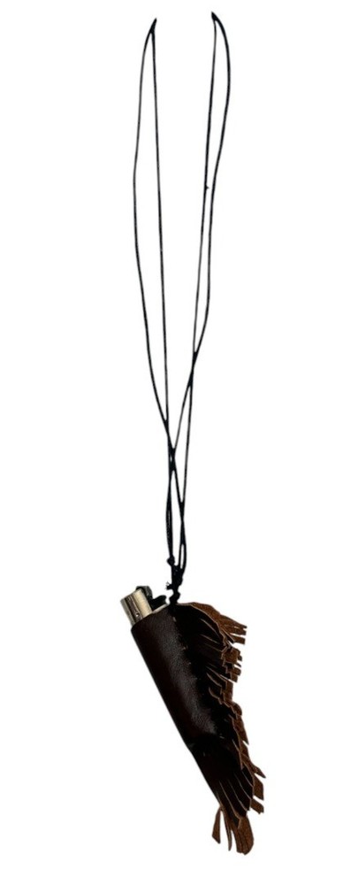 Leather Hand Made Lighter Holder with String Necklace Lanyard