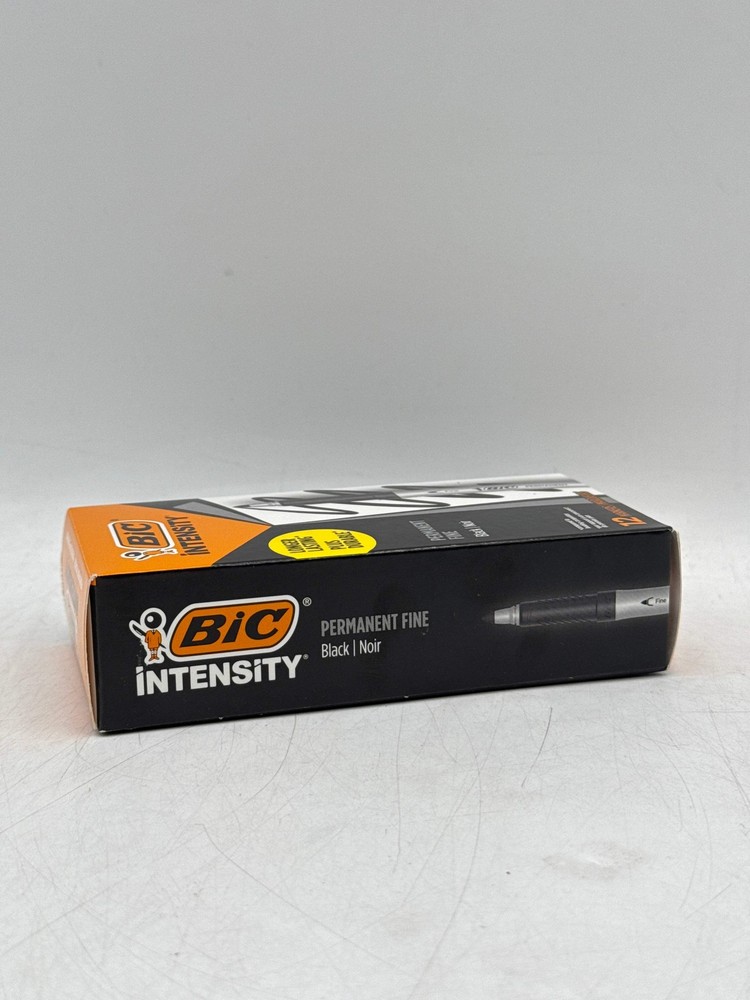 BIC Intensity Marker Fine Tip Permanent Markers, Black, 12-Count Pack