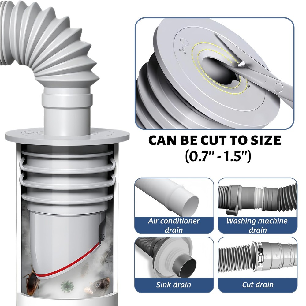 Washing Machine Drain Hose Seal, JHBKing Washer Outlet Plug, M, Grey