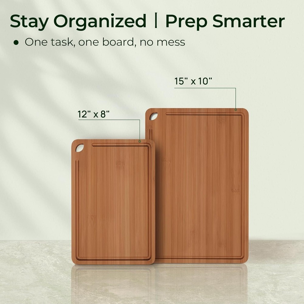 KeeCHEE® 2-Pcs Dark Carbonized Bamboo Cutting Board