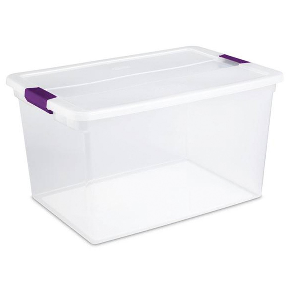 Sterilite 66 Quart Clear Plastic Latching Handle Storage Container Tote, 6 Pack