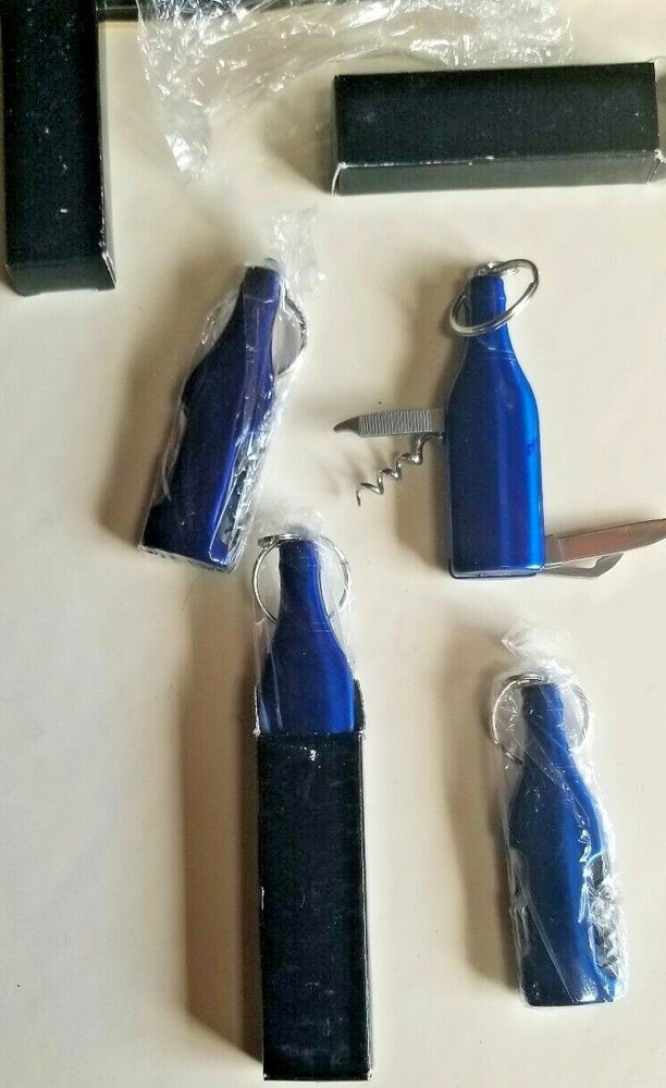 Multi-Purpose Tools Mini Corkscrew Pocket Knife Bottle Opener Key ring New Blue