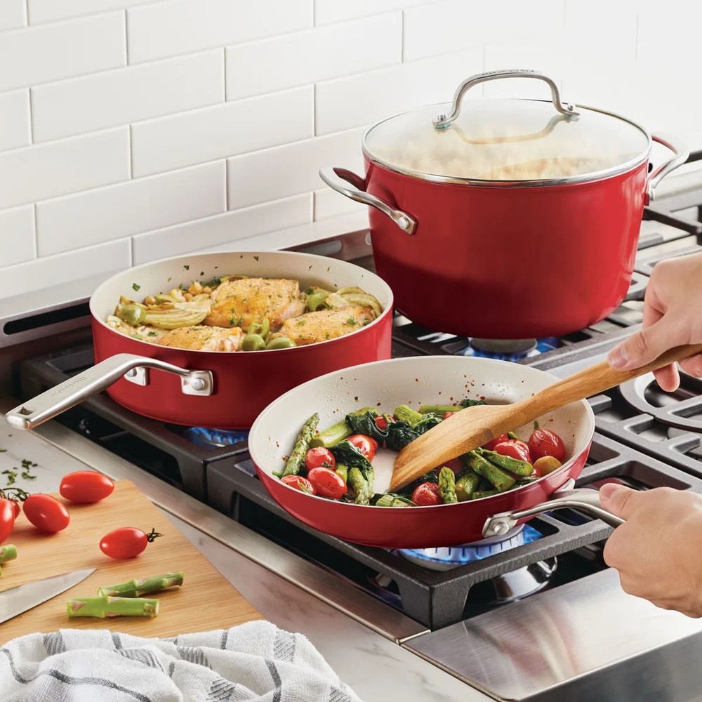 Hard Anodized Ceramic Nonstick Cookware Pots and Pans Set, 10 Piece