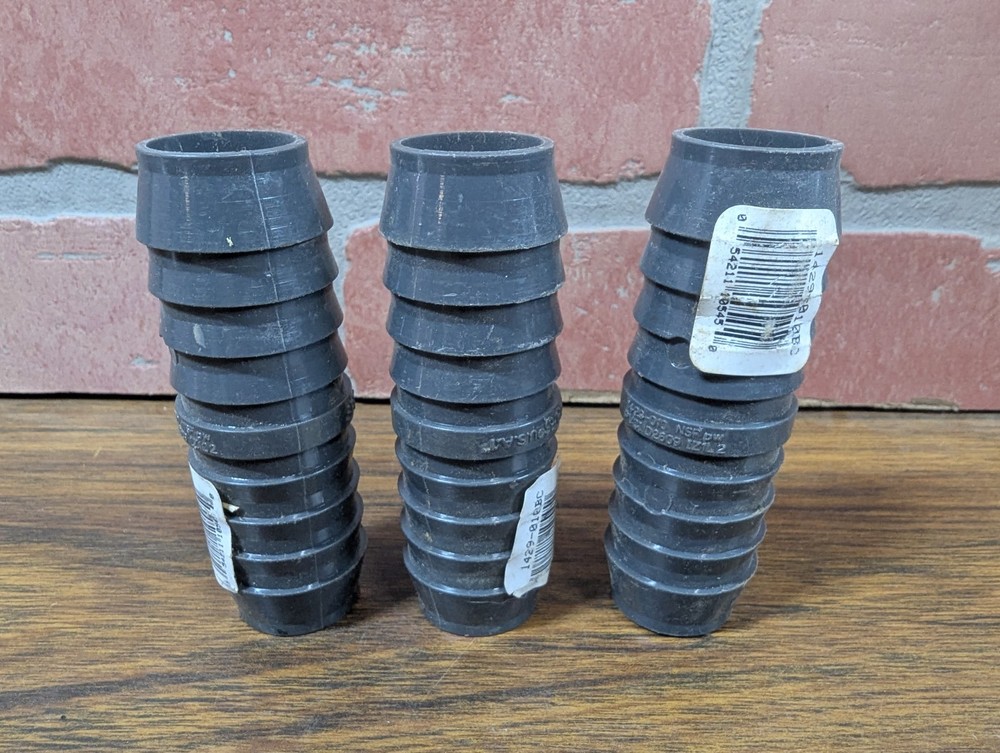 3 - 1" Barbed Insert PVC Couplings  Sch 40  Gray