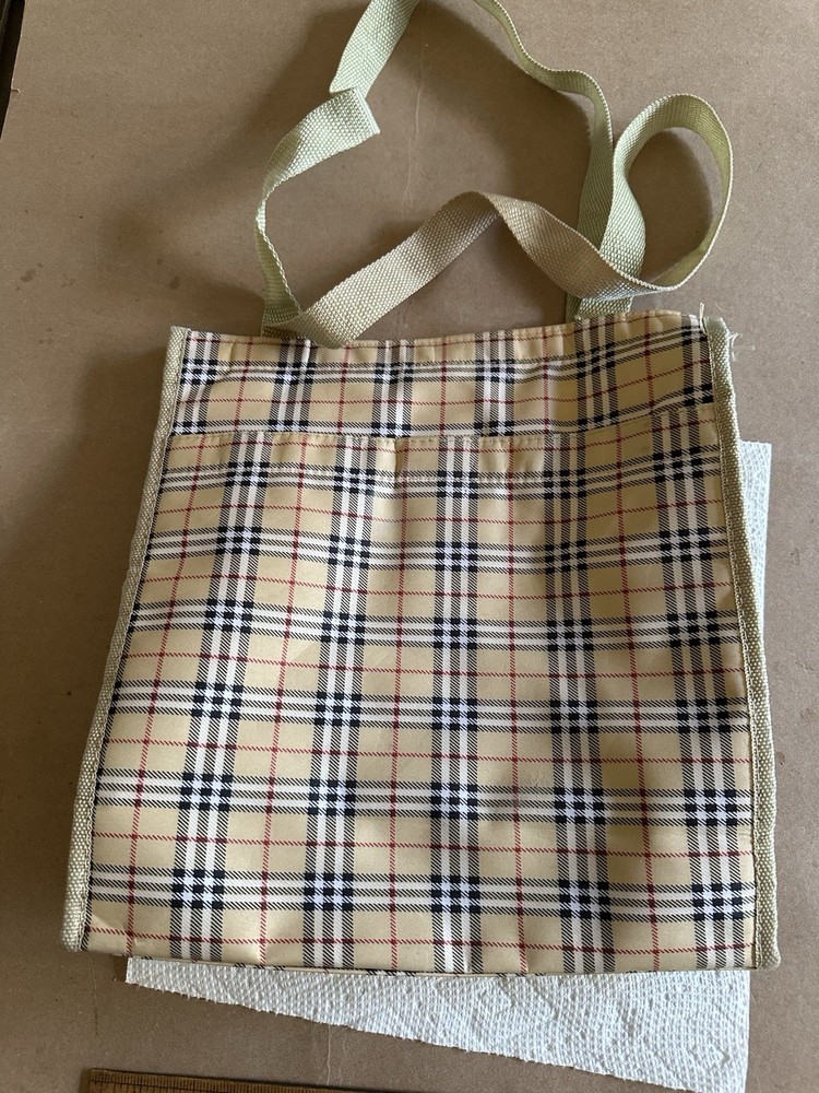Vintage Tote Bag Designer House Check Pattern