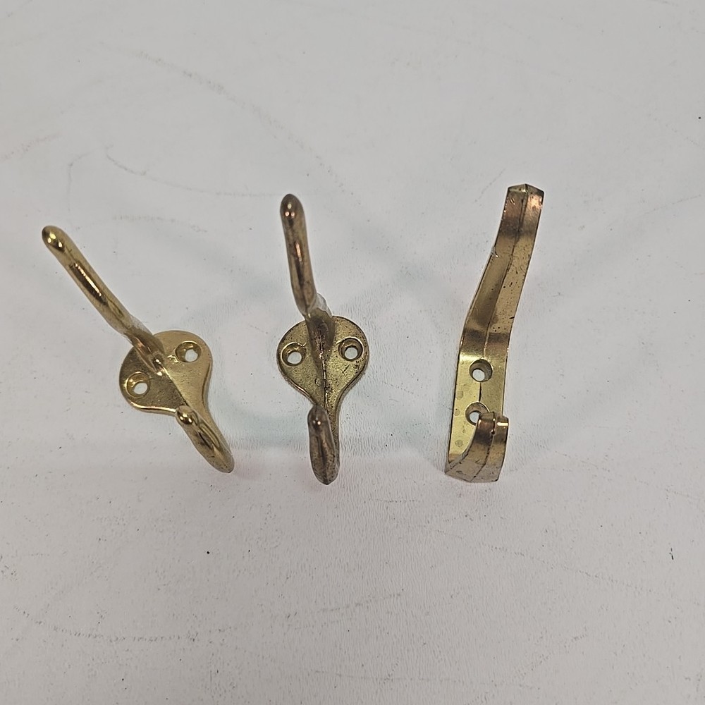 3 BRASS COLORED COAT HOOK