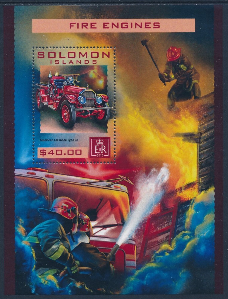 2016 SOLOMON ISLANDS FIRE ENGINES MINI SHEET ($40) FINE MINT MNH
