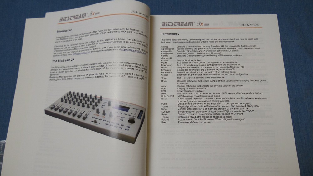 MANUAL ONLY Bitstream 3X MIDI Controller Wave Idea REPLACEMENT USER MANUAL V1.3