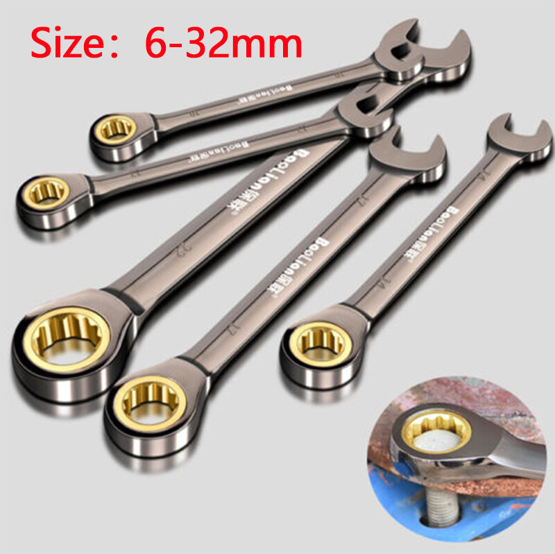 Ratchet Spanner Combination Fixed & Flexi 6 - 32mm Different Sizes Tool Wrench