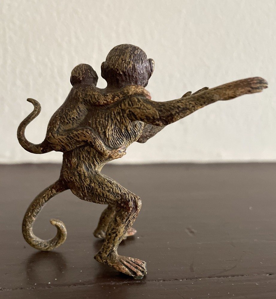 Vienna Bronze Cold Painted Monkey Offspring Baby Monkey