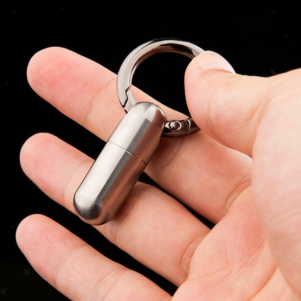 Waterproof Pill Container Keychain Holder Bottle Container Keepsake Box EDC Tool