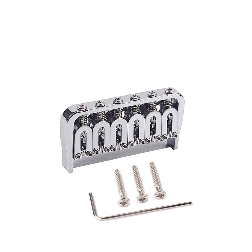 Chrome Fixed Guitar Bridge 52mm 6-String Hardtail Bridge For Electric Guitar