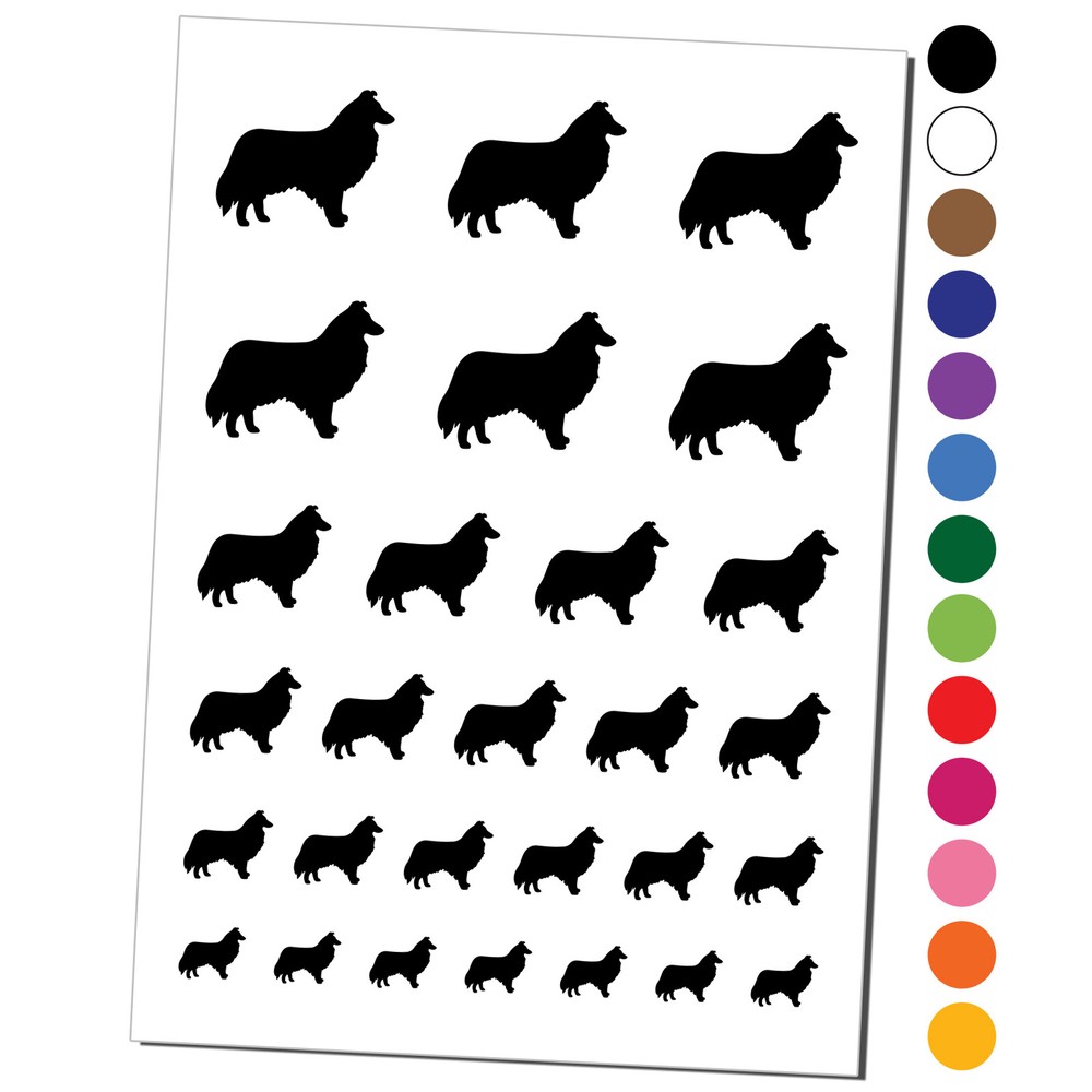 Rough Collie Dog Solid Temporary Tattoo Water Resistant Set