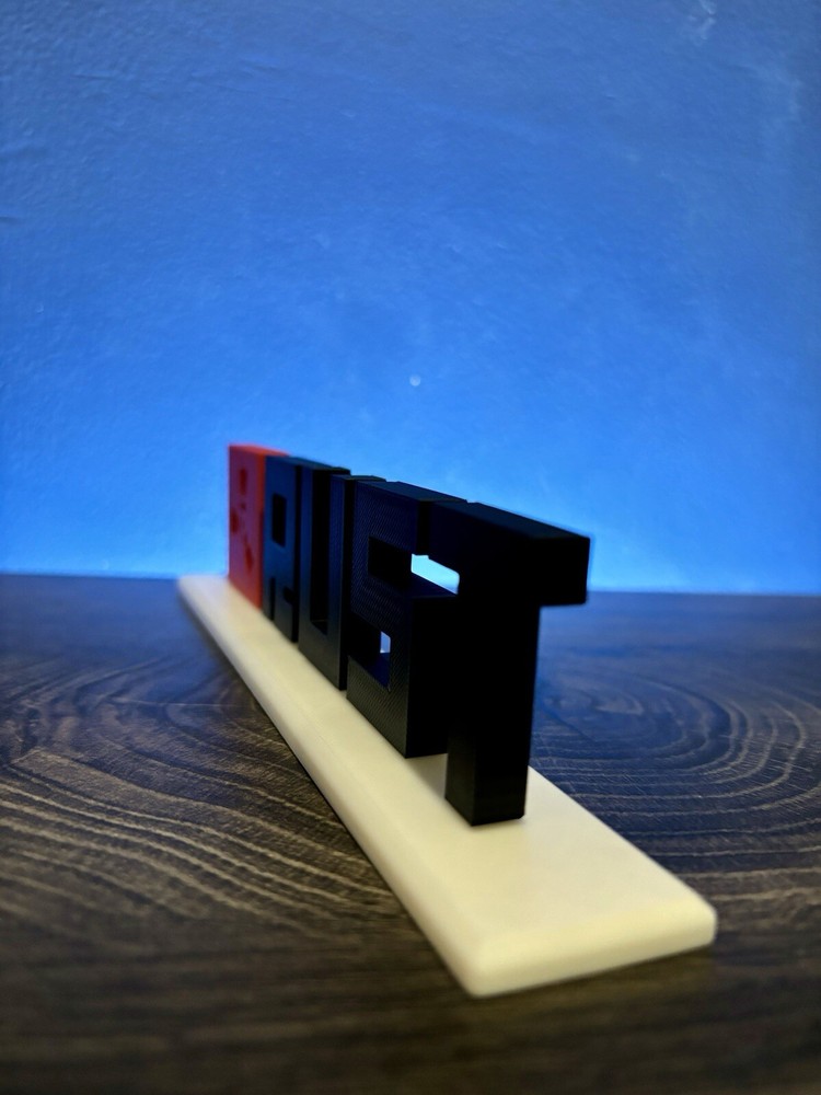 Rust Video Game Stand-Up Sign with Rust Logo, Text, and Base | Rust Prop