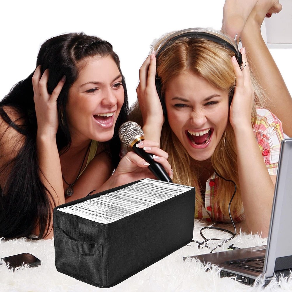 UENTIP CD Storage Boxes - Pack of 4 Case - 4pack-black, black