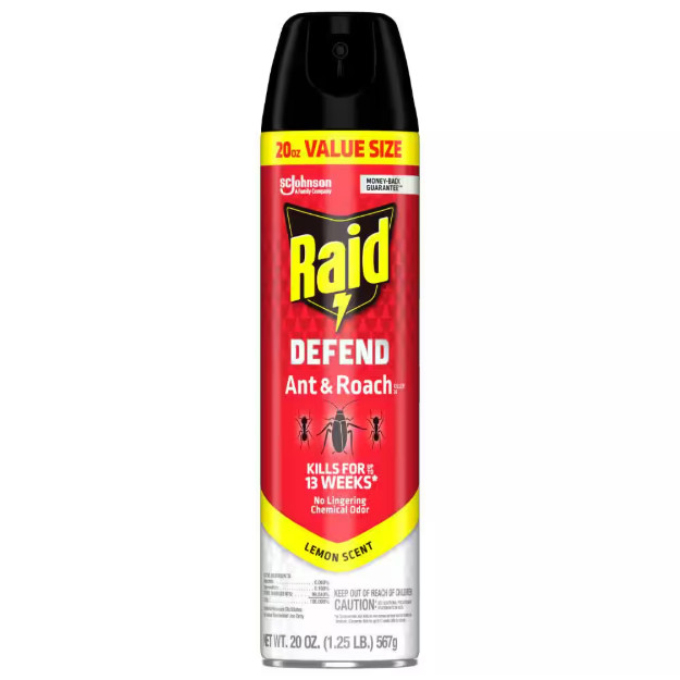 Raid Defend Ant and Roach Insect Killer, Indoor Insecticide, Lemon Scent, 20 oz.