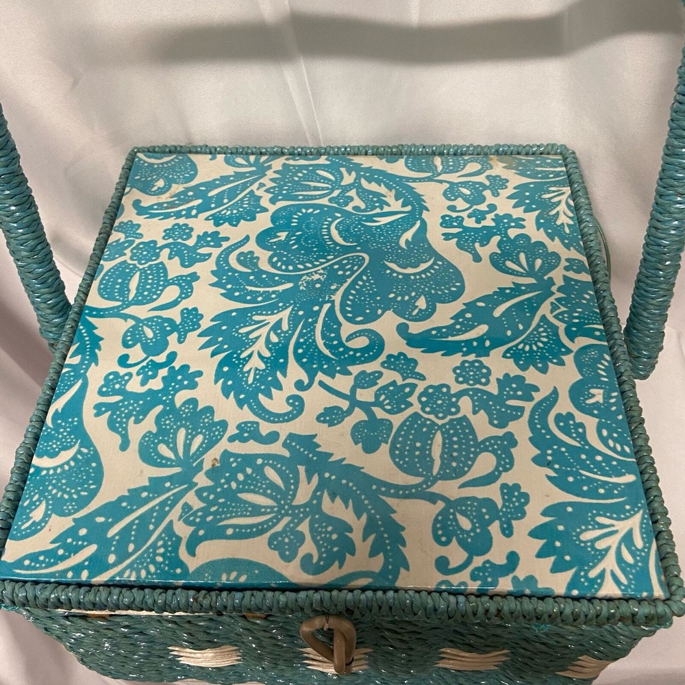 Vintage Dritz Wicker Wood Sewing Basket w/Handle