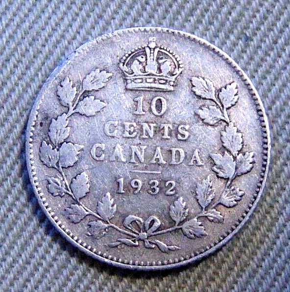 1932 Canada ten cents dime silver FINE