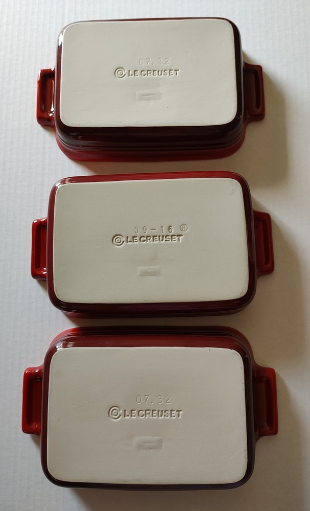 Le Creuset Red Ceramic Rectangular Baking Dish Set 3-Piece Oven Safe