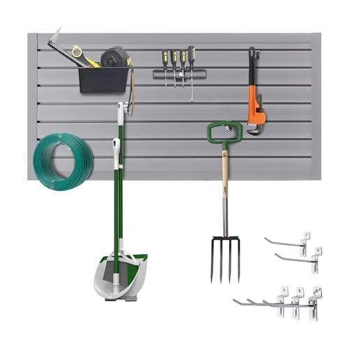 Slatwall Panel Garage Wall Organizer Storage Systems, Wall Mounted 4×2ft Grey