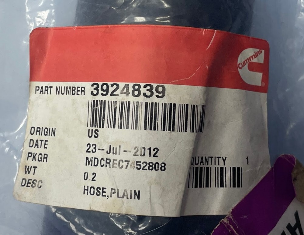 Cummings 3924839, Plain Hose