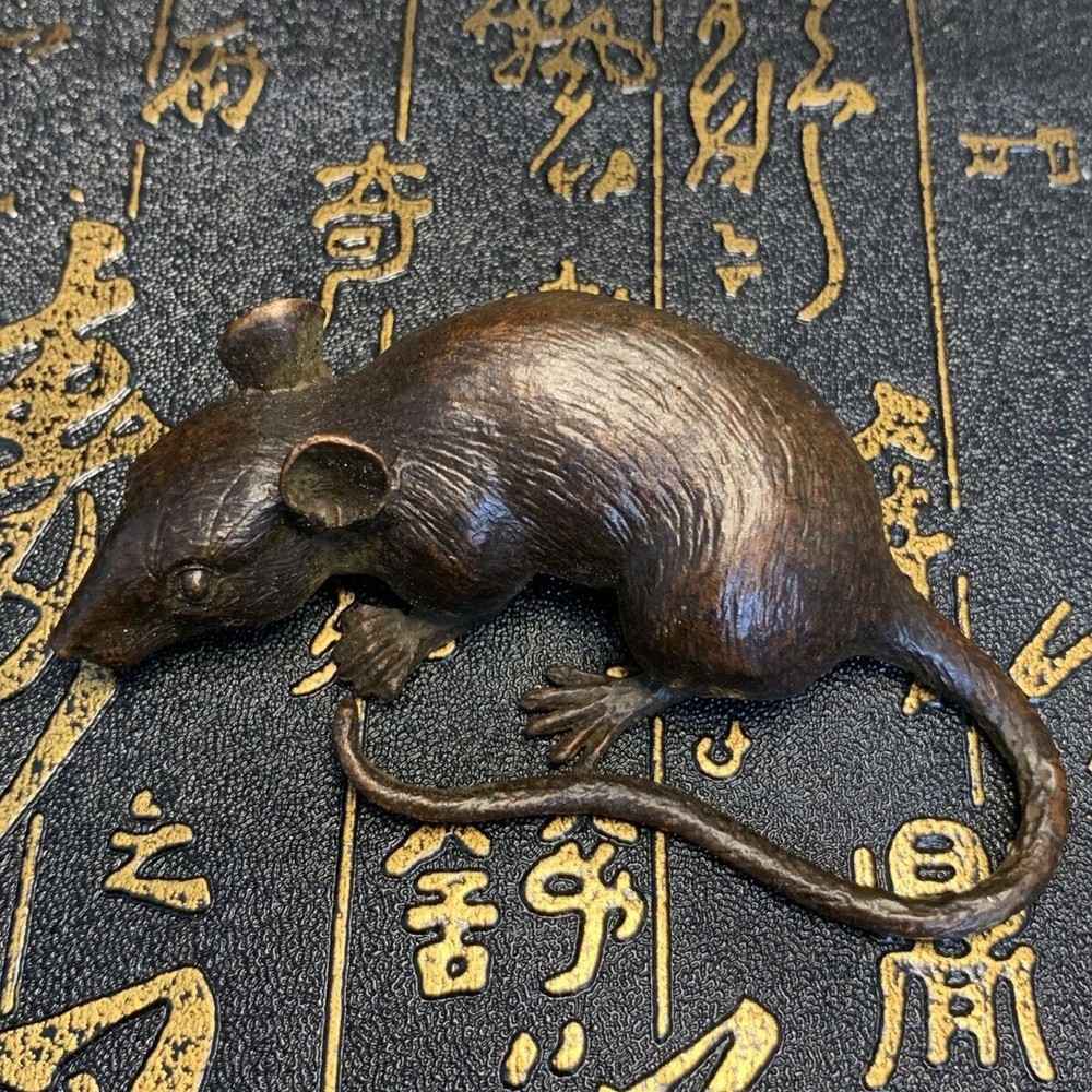 collectable bronze handmade mouse Figure statue netsuke table decoration