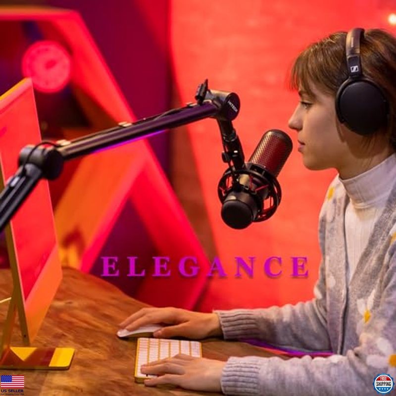 Adjustable Microphone Boom Arm with Desk Mount, 360° Rotatable, Foldable