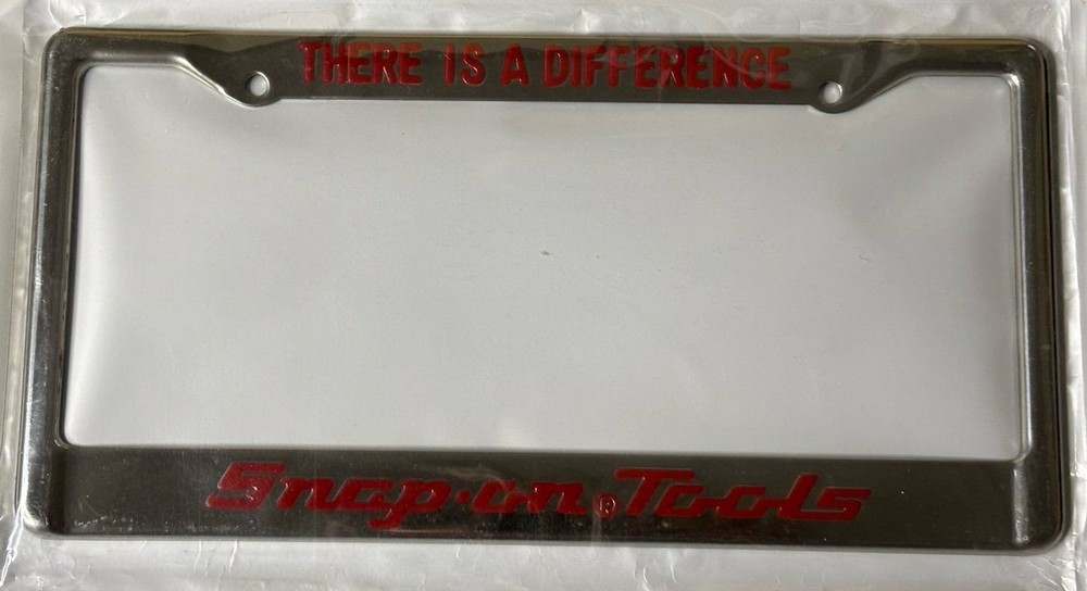 Silver/Red Snap On Tools There Is A Difference License Plate Frame - NEW