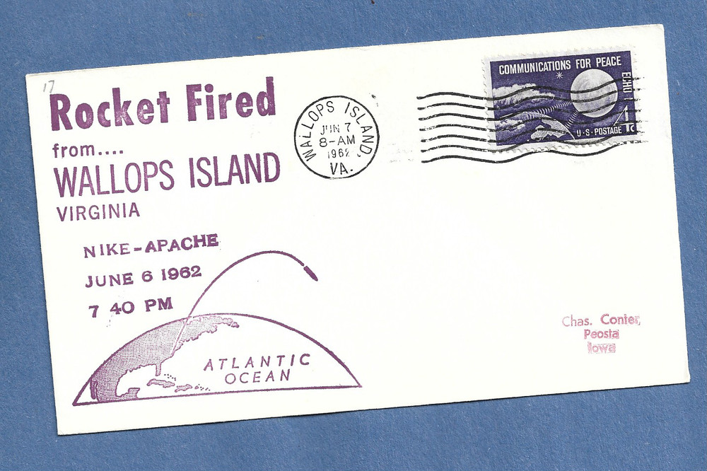 NIKE APACHE ROCKET FIRED JUN 6,1962 WALLOPS ISLAND SWANSON SPACE COVER  NASA