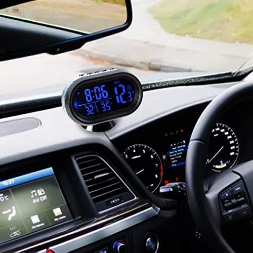 Car Thermometer LCD Digital Clock - 12-24V Multifunctional Temperature