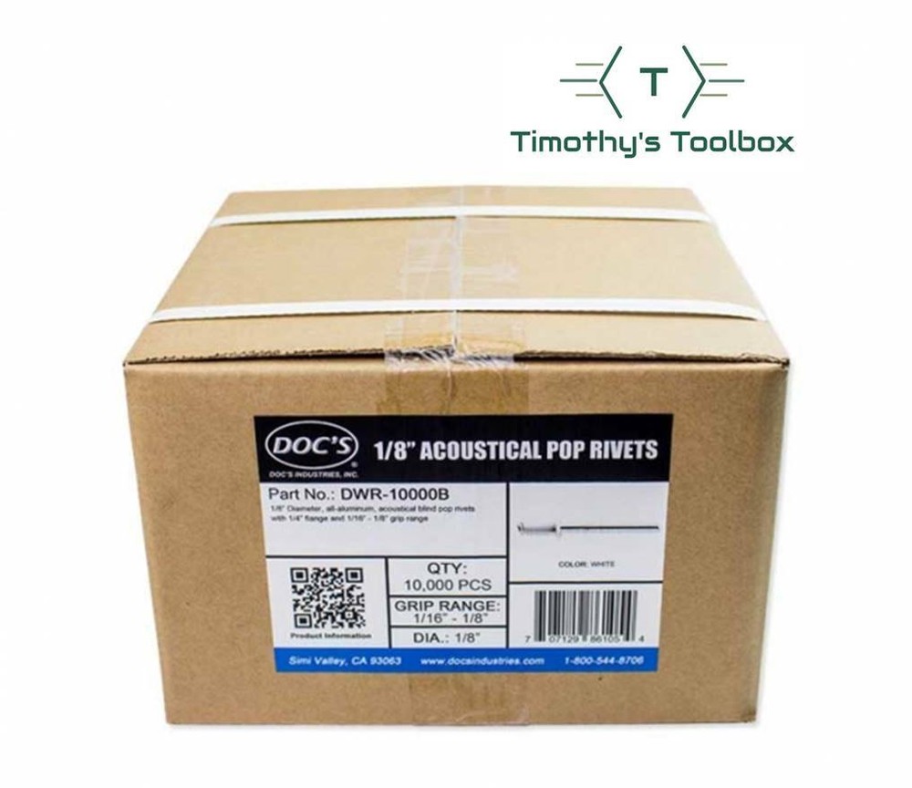 Doc's Industries 1/8″ Acoustical Pop Rivets White – 10,000 Pack