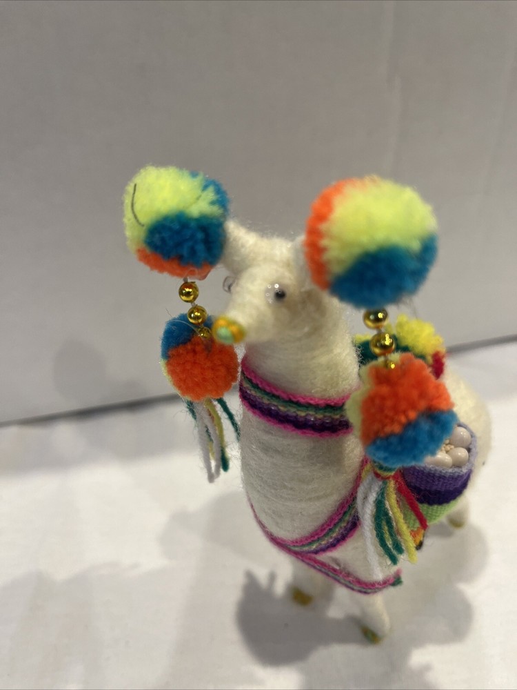 Peruvian Llama Folk Art Figure Plush Multi Color