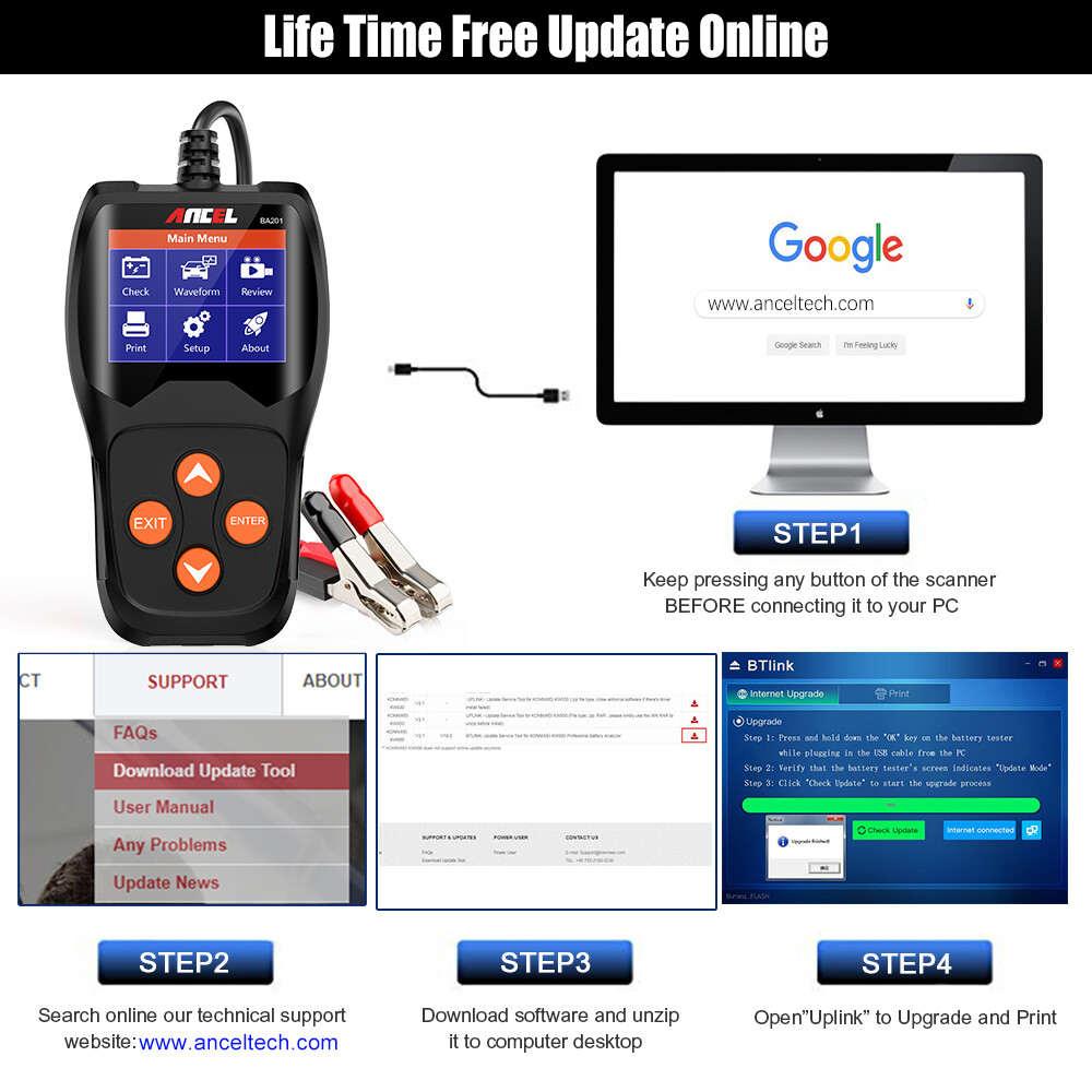 ANCEL BA201 Battery Load Test Starter Cranking Charging System Digital Analyzer