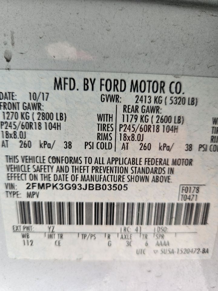 2016-2018 Ford Edge Center Dash Mounted 4.2" Display Screen