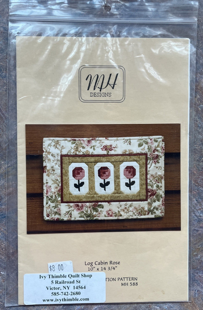 Log Cabin Rose Pattern 10" by 14.75 MH 588 Designs - Paper Foundation Pattern