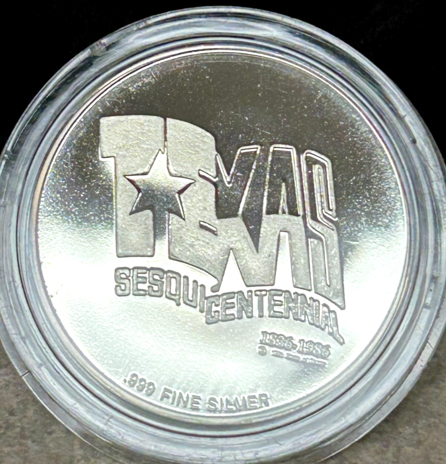 Texas Sesquincentennial Silver Round - Minted 1981 - Original Box & Pkg