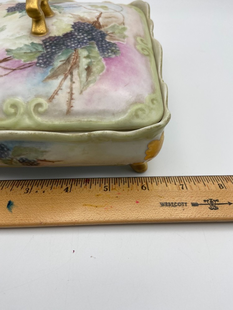 Hand Painted Porcelain Covered Box From 1965 - Tiny Chip on the Outer Edge