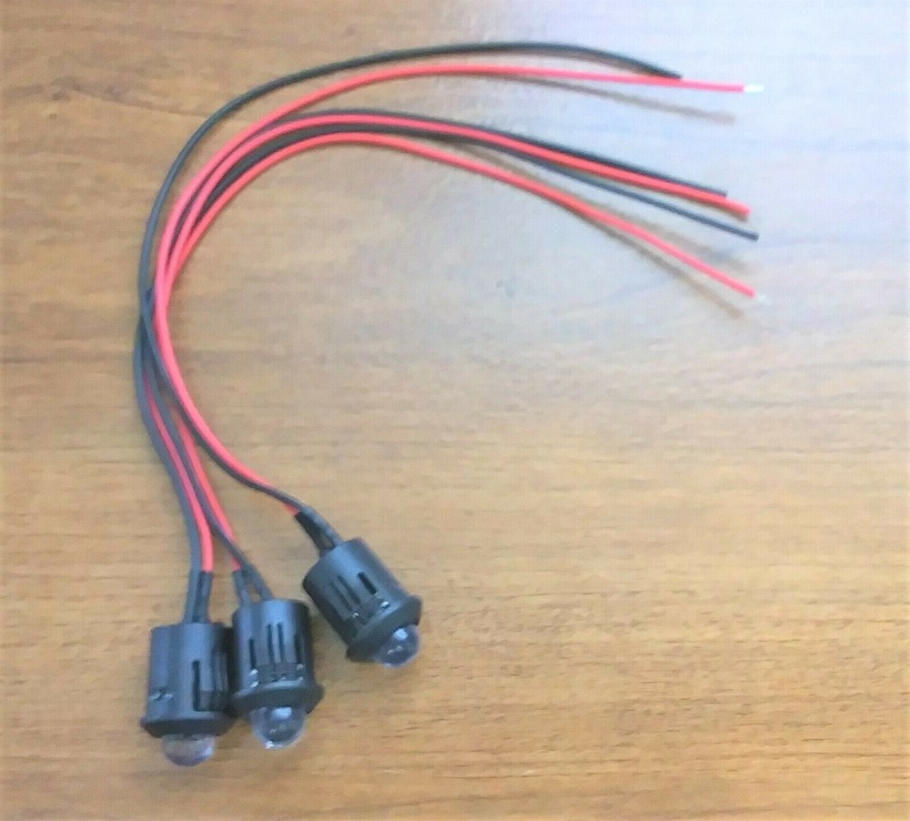 3 BBT 12 volt DC Bright White LED 1/2" Snap In Indicator Lights