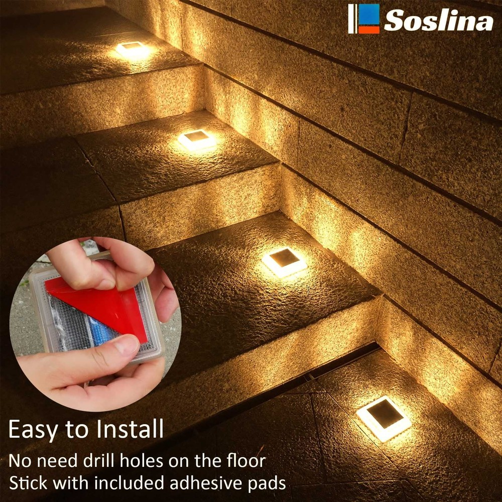 Solar Powered Deck Lights Driveway Walkway Dock Light Step Lamp Decoration