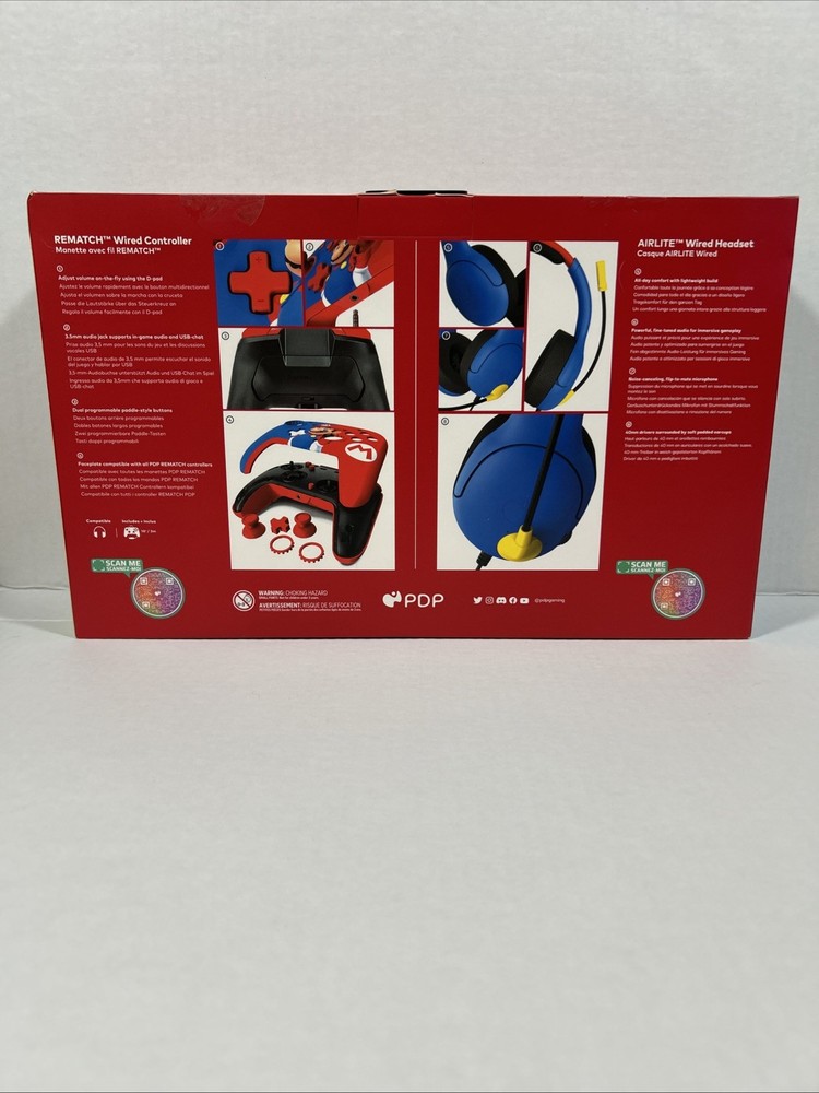 Super Mario Wired Headset Controller Bundle PDP - Nintendo Switch - FAST SHIP